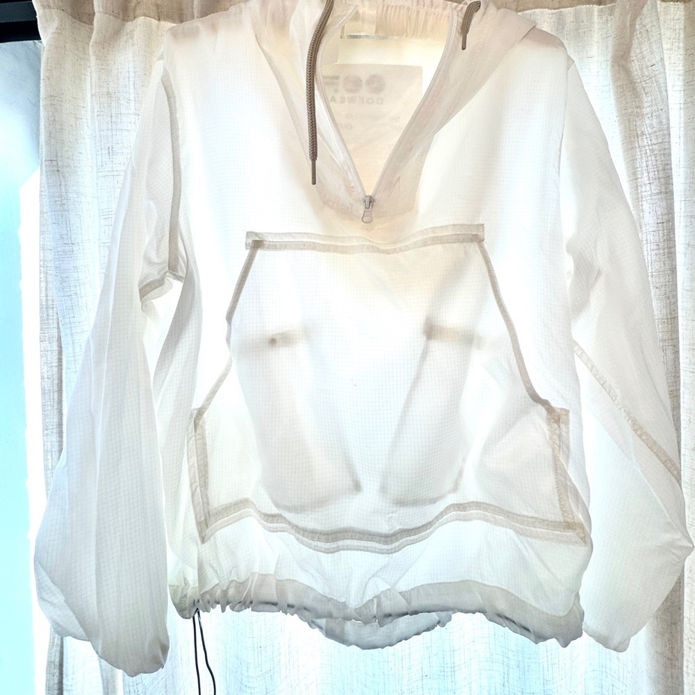 OOF WEAR SHAPES LAB - Rare Designer Windbreaker Pullover in Translucent White.